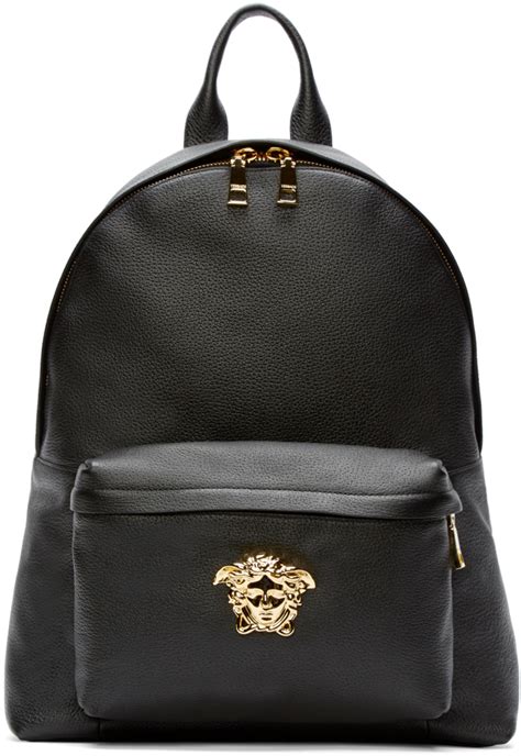 versace black leather medusa backpack|Versace Medusa tote bag.